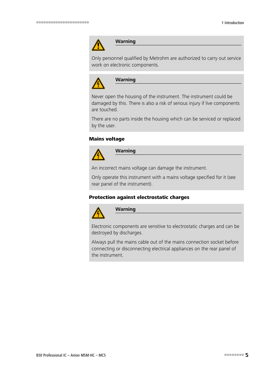 Metrohm 850 Professional IC Anion MSM-HC MCS User Manual | Page 15 / 147