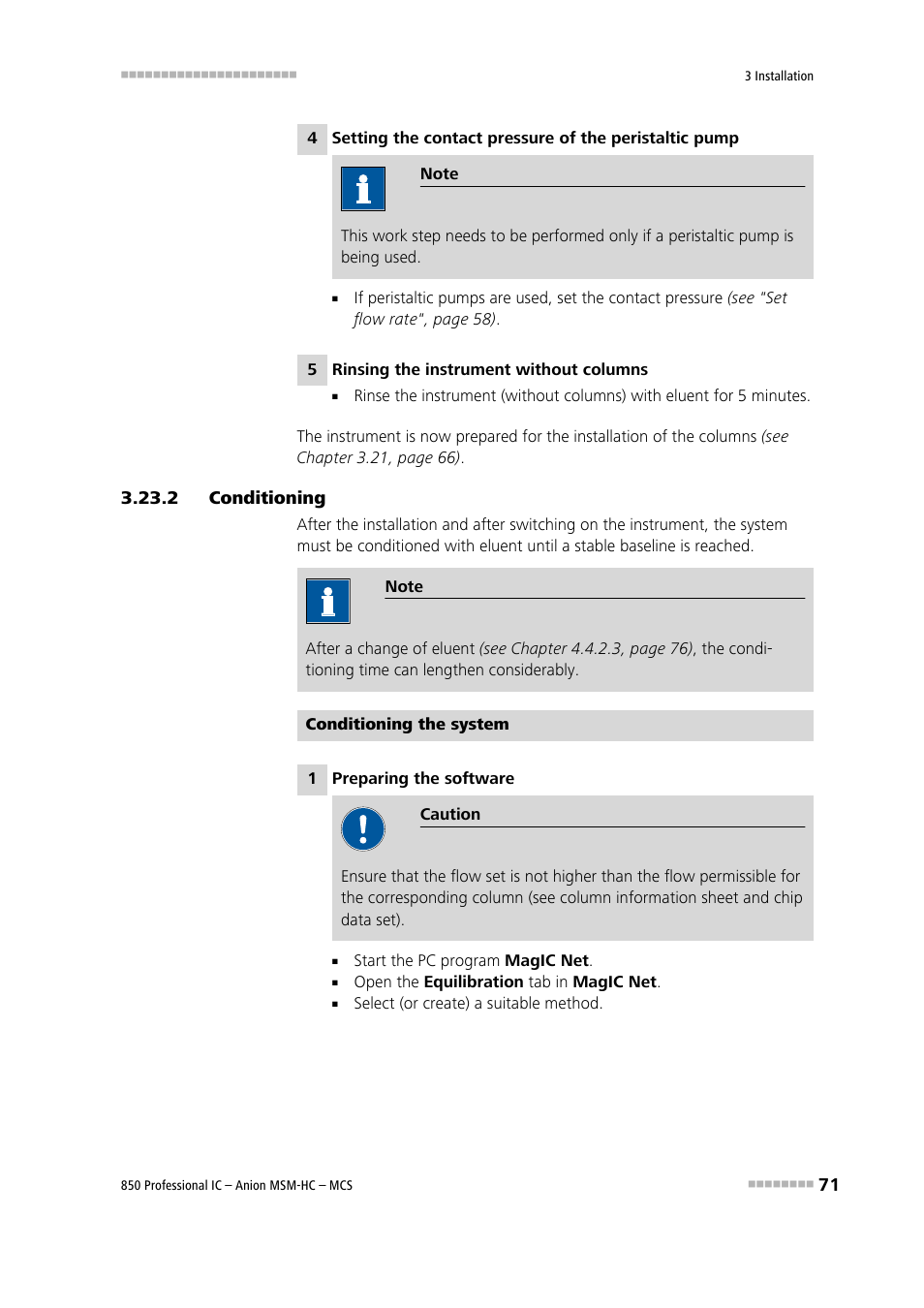 2 conditioning, Conditioning | Metrohm 850 Professional IC Anion MSM-HC MCS User Manual | Page 81 / 147