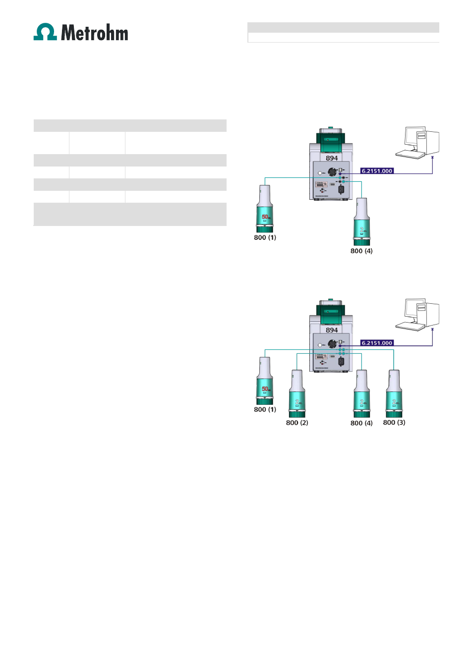 Instruments and accessories, System setup, Electrical connections | Metrohm 894 Professional CVS semiautomated User Manual | Page 2 / 7