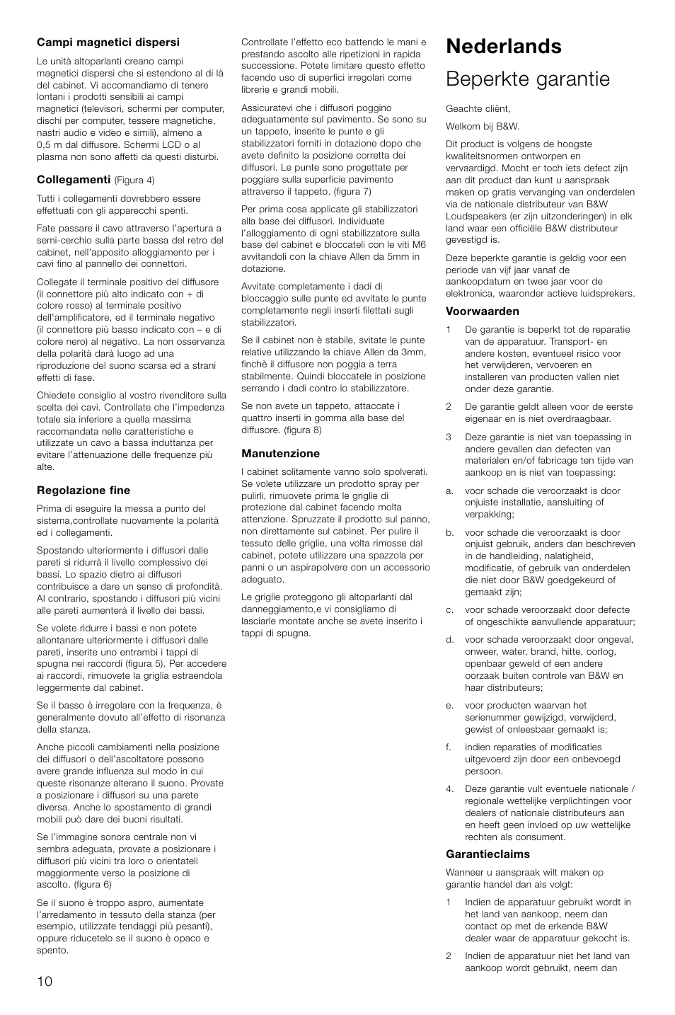 Nederlands beperkte garantie | Bowers & Wilkins XT4 User Manual | Page 13 / 26