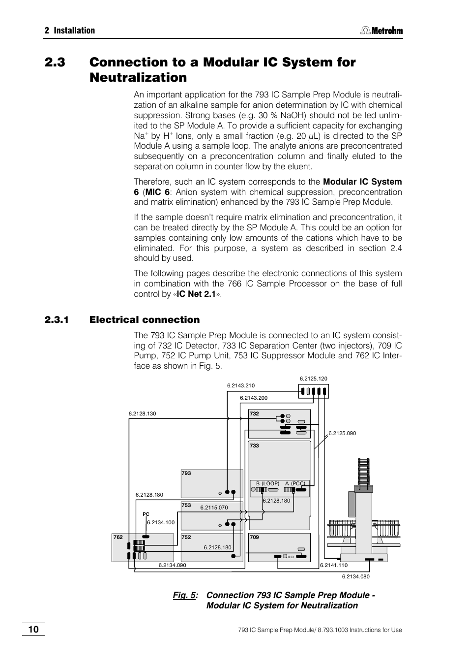 1 electrical connection | Metrohm 793 IC Sample Preparation Module User Manual | Page 14 / 50