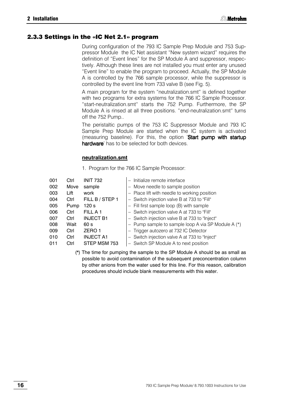 3 settings in the «ic net 2.1» program | Metrohm 793 IC Sample Preparation Module User Manual | Page 20 / 50