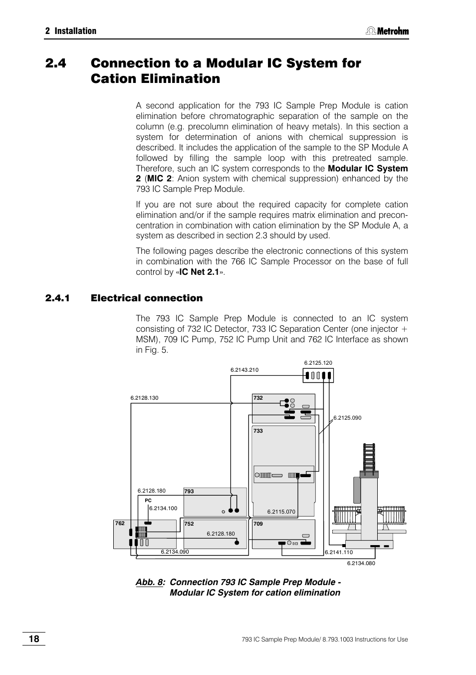 1 electrical connection | Metrohm 793 IC Sample Preparation Module User Manual | Page 22 / 50