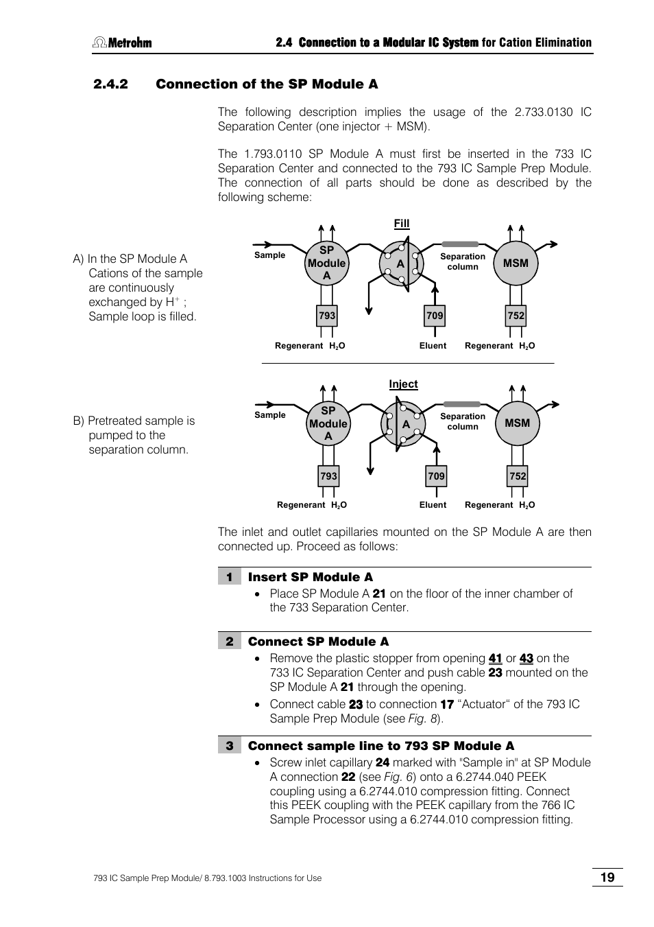 2 connection of the sp module a | Metrohm 793 IC Sample Preparation Module User Manual | Page 23 / 50