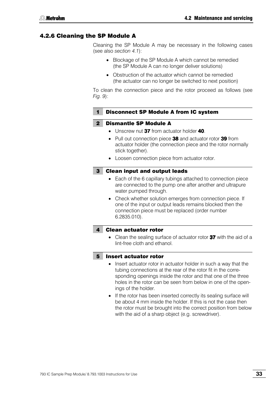 6 cleaning the sp module a | Metrohm 793 IC Sample Preparation Module User Manual | Page 37 / 50