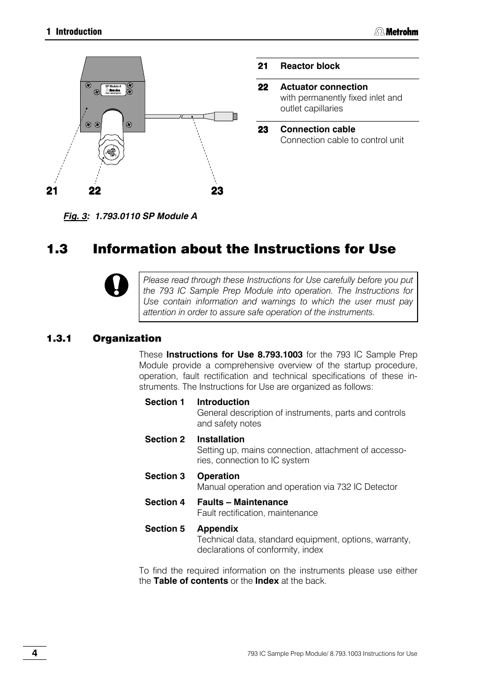 3 information about the instructions for use, 1 organization | Metrohm 793 IC Sample Preparation Module User Manual | Page 8 / 50