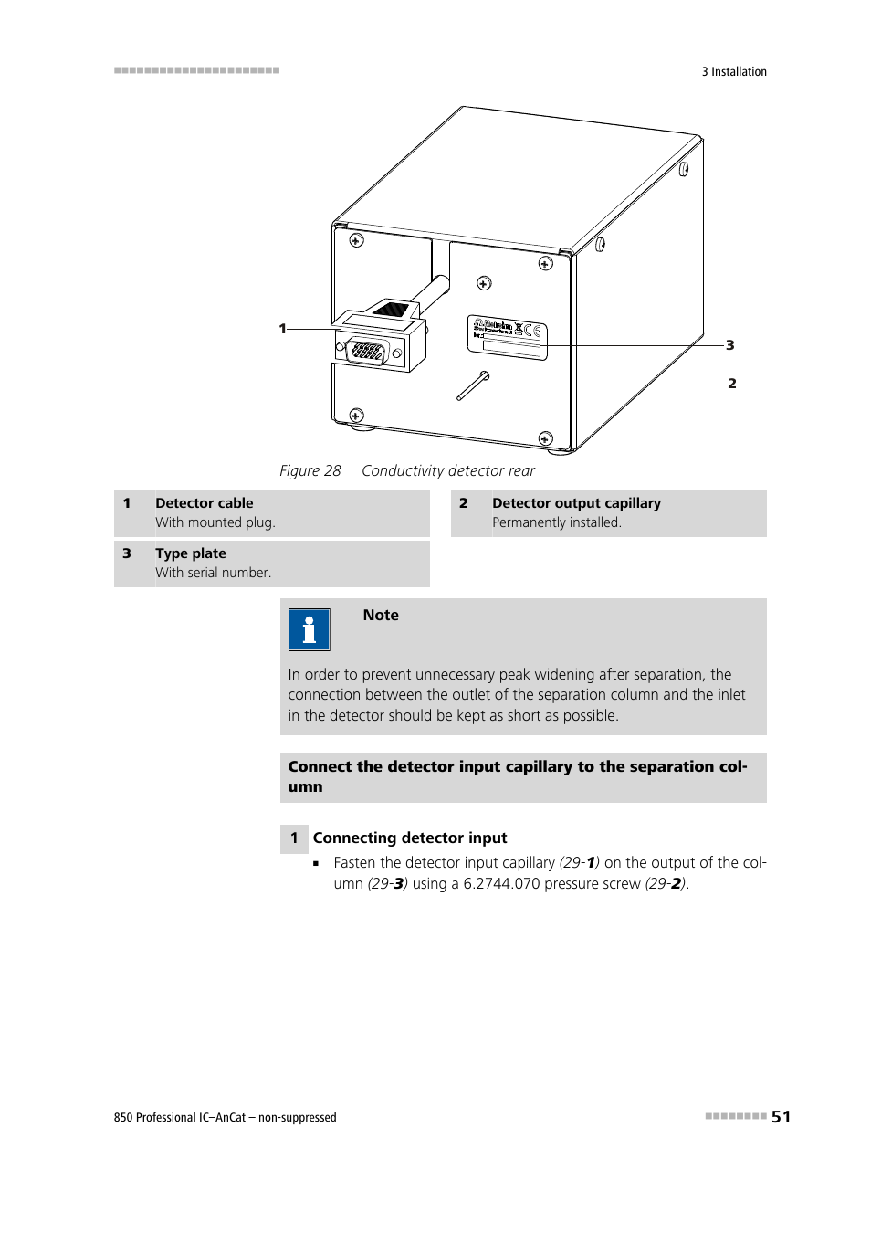 Figure 28, Conductivity detector rear | Metrohm 850 Professional IC AnCat Nonsuppressed User Manual | Page 61 / 118