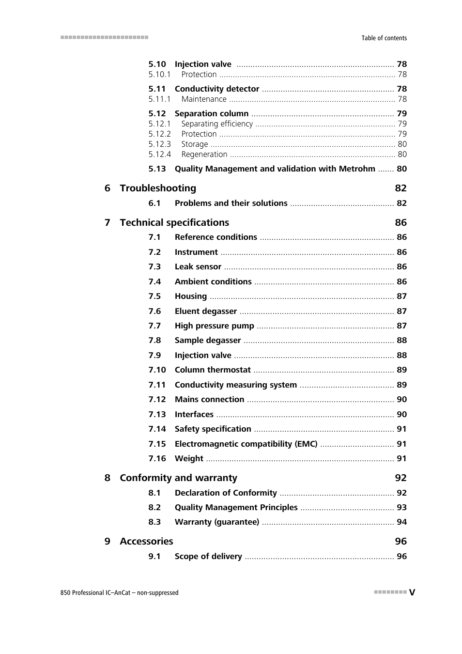 Metrohm 850 Professional IC AnCat Nonsuppressed User Manual | Page 7 / 118