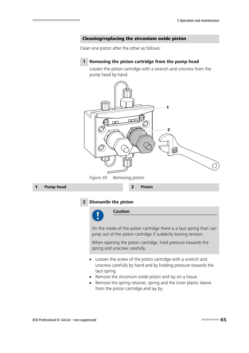 Figure 30, Removing piston | Metrohm 850 Professional IC AnCat Nonsuppressed User Manual | Page 75 / 118