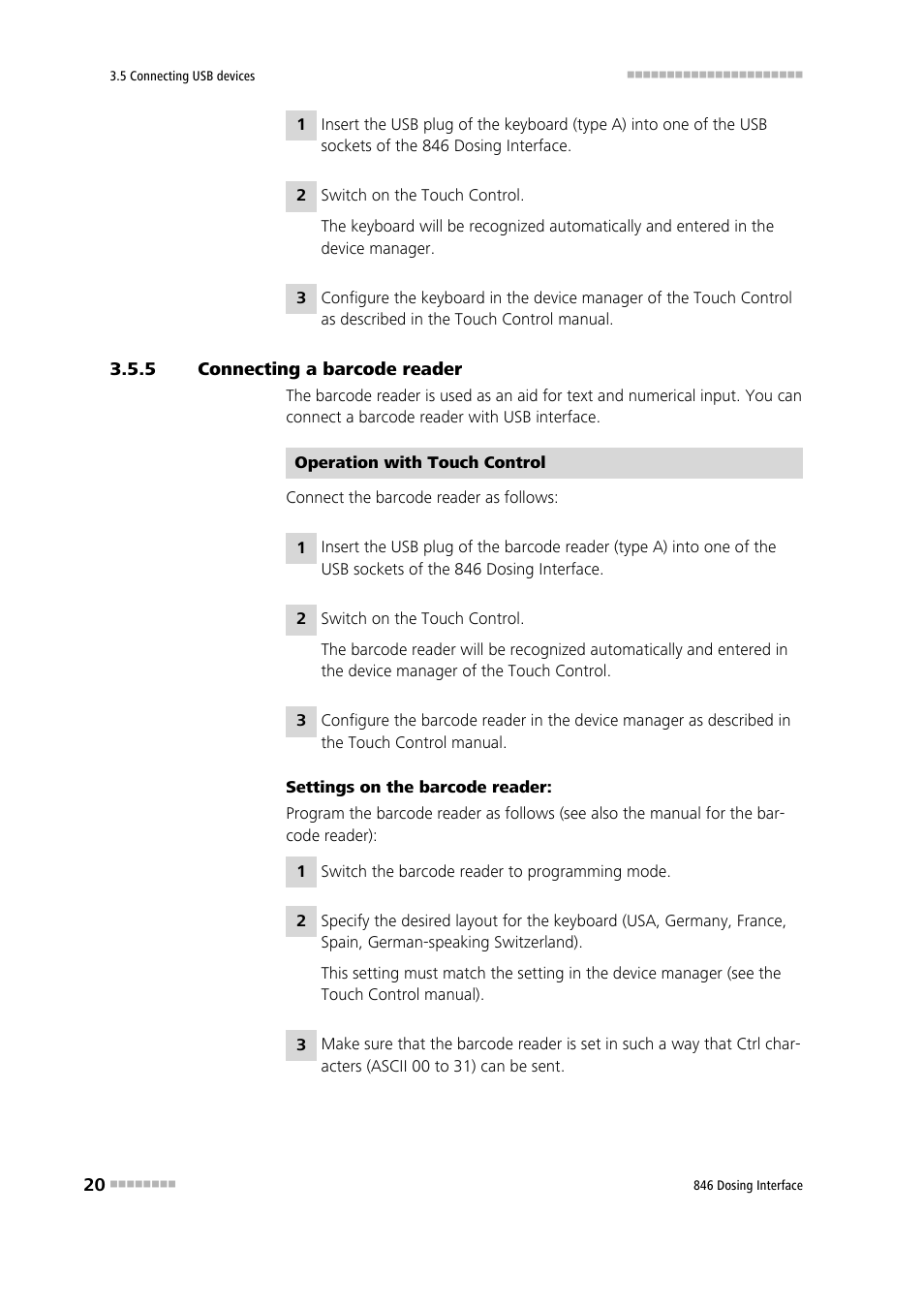 5 connecting a barcode reader, Connecting a barcode reader | Metrohm 807 Dosing Unit User Manual | Page 28 / 43
