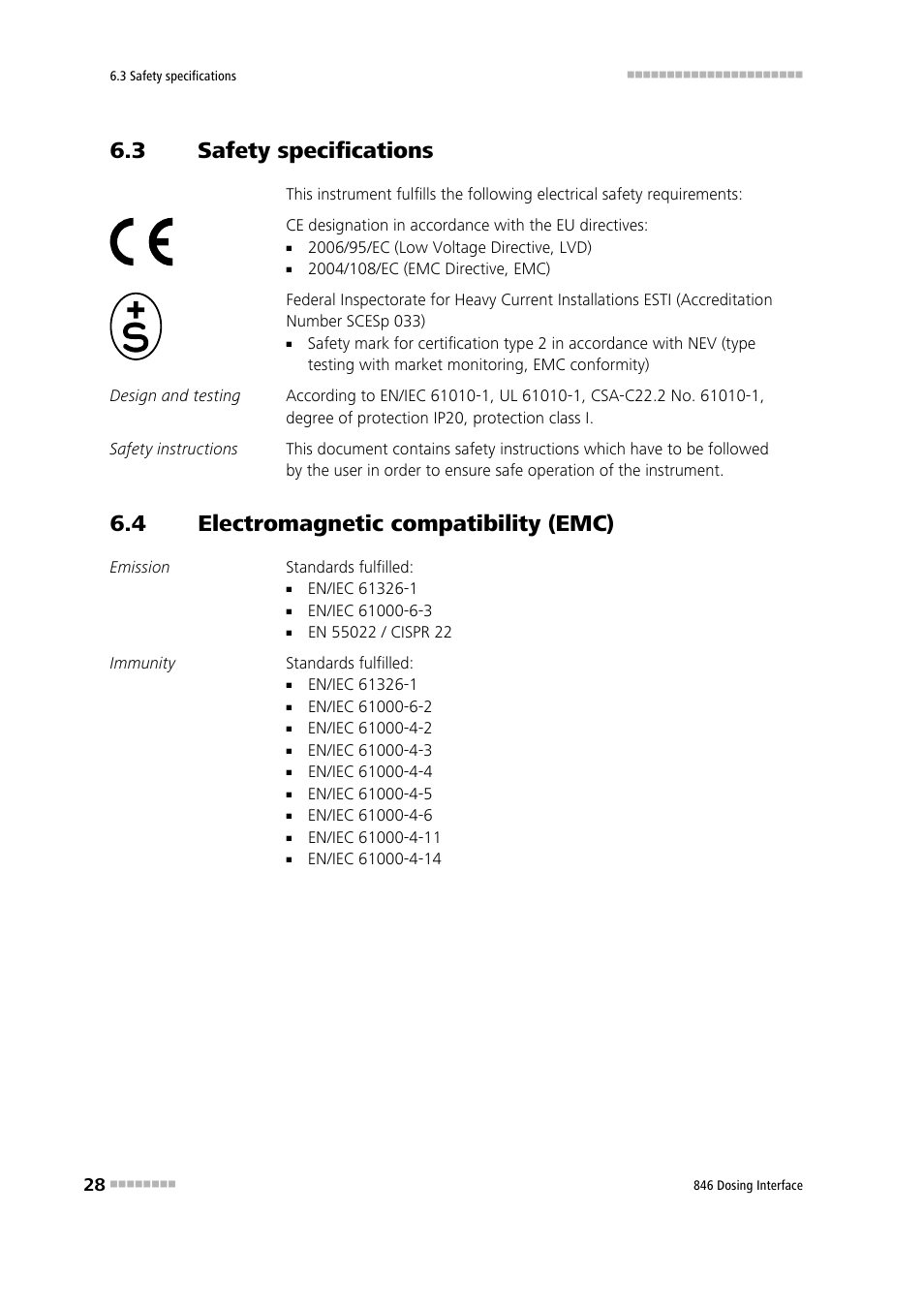 3 safety specifications, 4 electromagnetic compatibility (emc), Safety specifications | Electromagnetic compatibility (emc) | Metrohm 807 Dosing Unit User Manual | Page 36 / 43