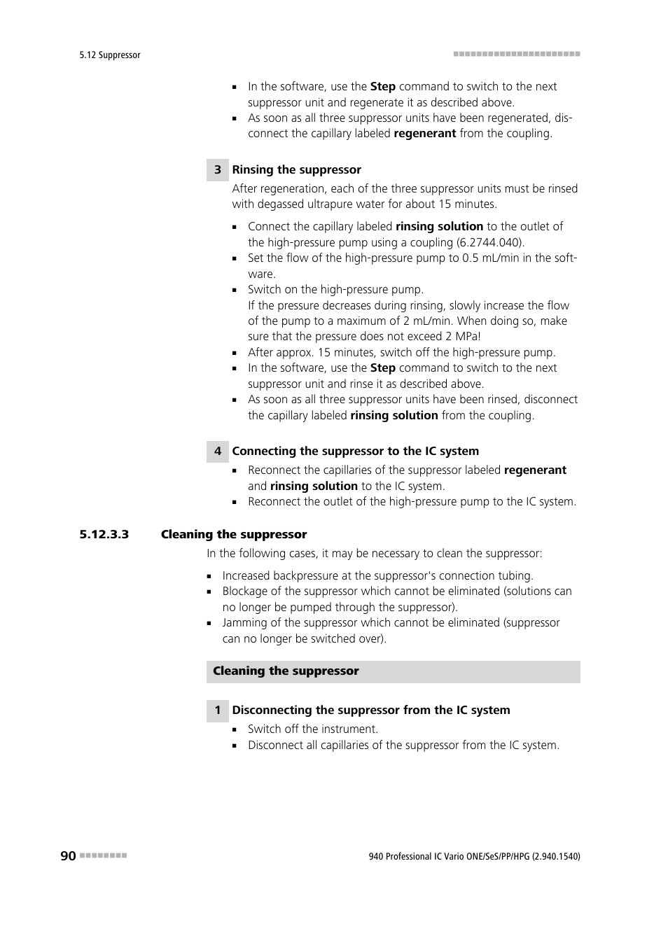 3 cleaning the suppressor | Metrohm 940 Professional IC Vario ONE/SeS/PP/HPG User Manual | Page 100 / 128