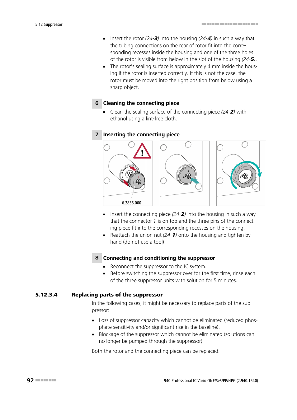 4 replacing parts of the suppressor | Metrohm 940 Professional IC Vario ONE/SeS/PP/HPG User Manual | Page 102 / 128