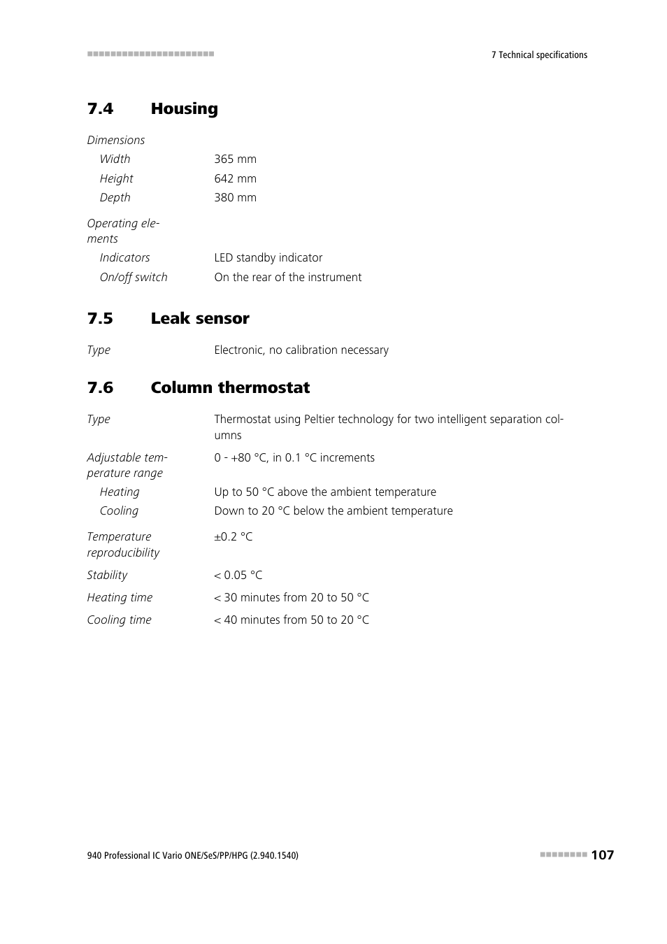 4 housing, 5 leak sensor, 6 column thermostat | Housing, Leak sensor, Column thermostat | Metrohm 940 Professional IC Vario ONE/SeS/PP/HPG User Manual | Page 117 / 128