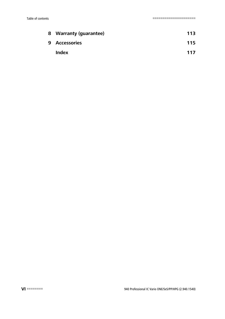 Metrohm 940 Professional IC Vario ONE/SeS/PP/HPG User Manual | Page 8 / 128