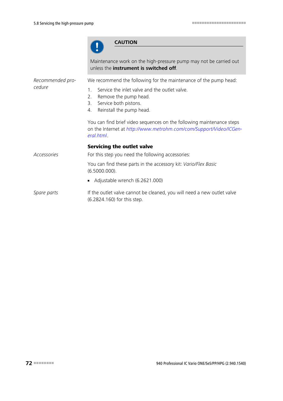 Metrohm 940 Professional IC Vario ONE/SeS/PP/HPG User Manual | Page 82 / 128
