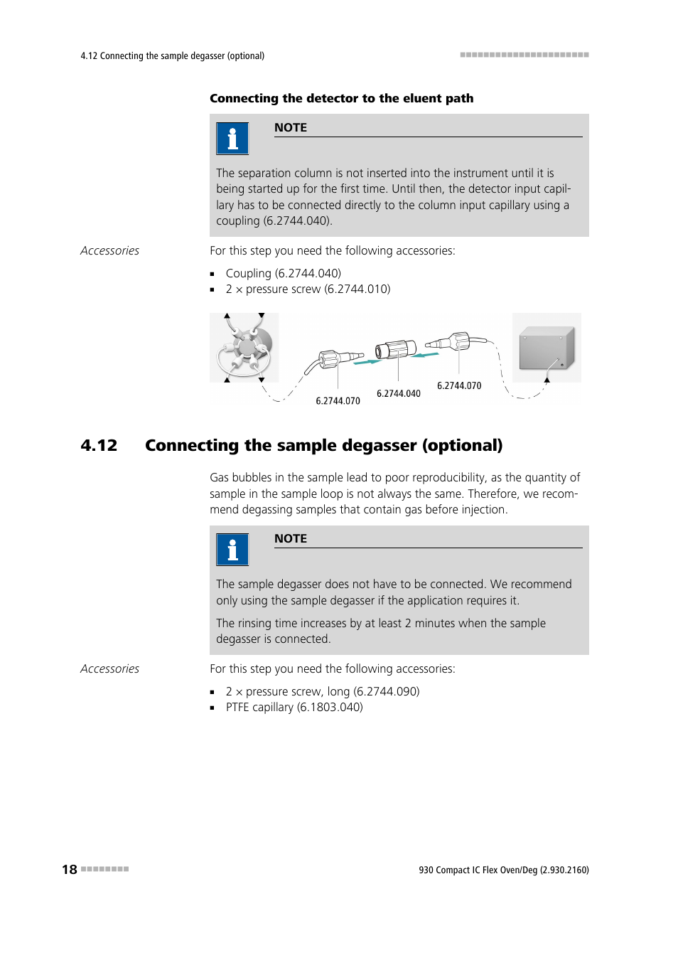 12 connecting the sample degasser (optional) | Metrohm 930 Compact IC Flex Oven/Deg User Manual | Page 26 / 42