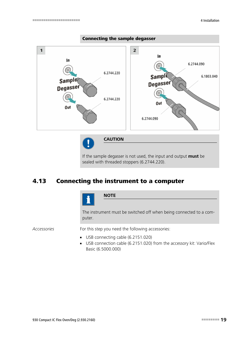 13 connecting the instrument to a computer | Metrohm 930 Compact IC Flex Oven/Deg User Manual | Page 27 / 42