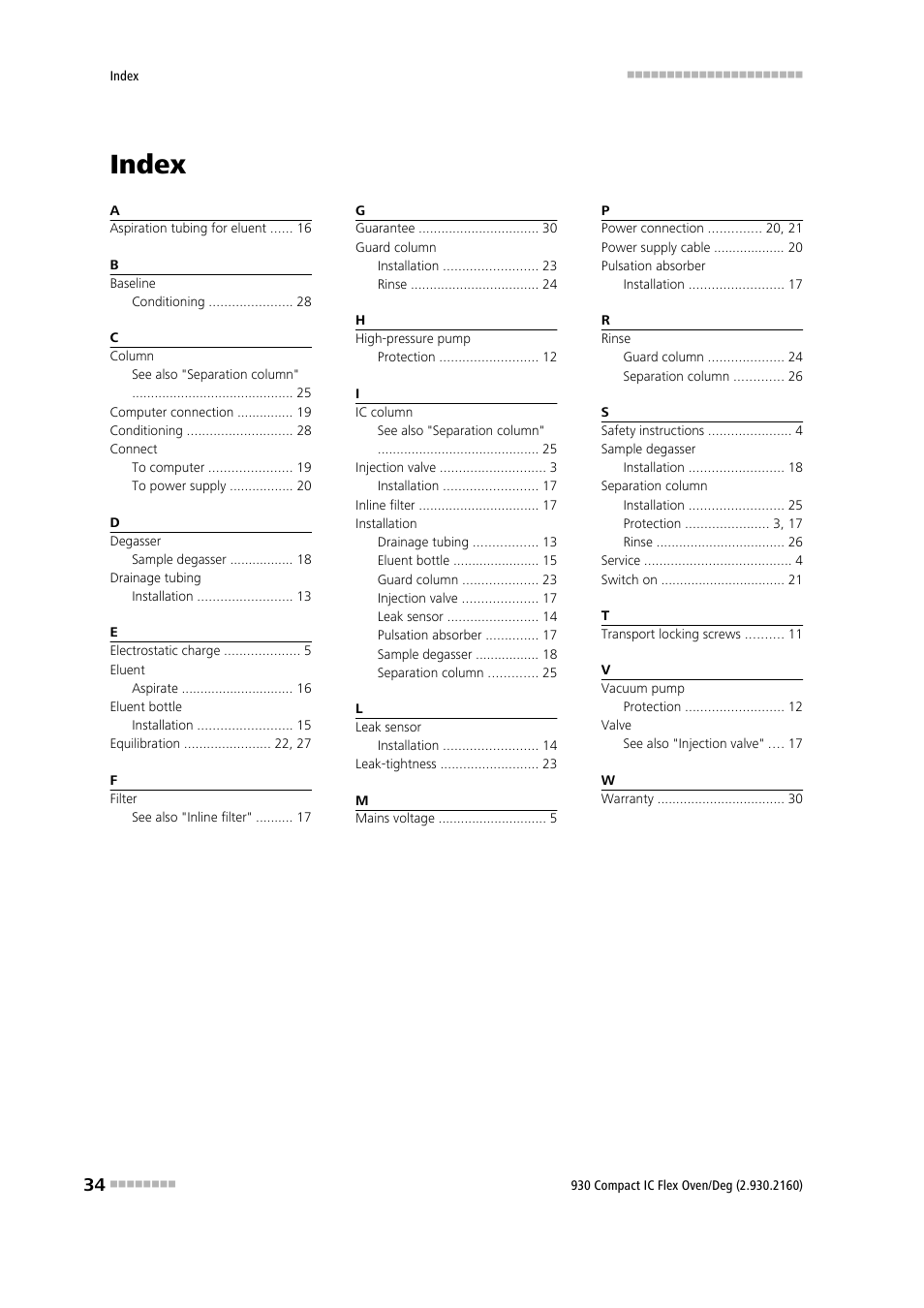 Index | Metrohm 930 Compact IC Flex Oven/Deg User Manual | Page 42 / 42