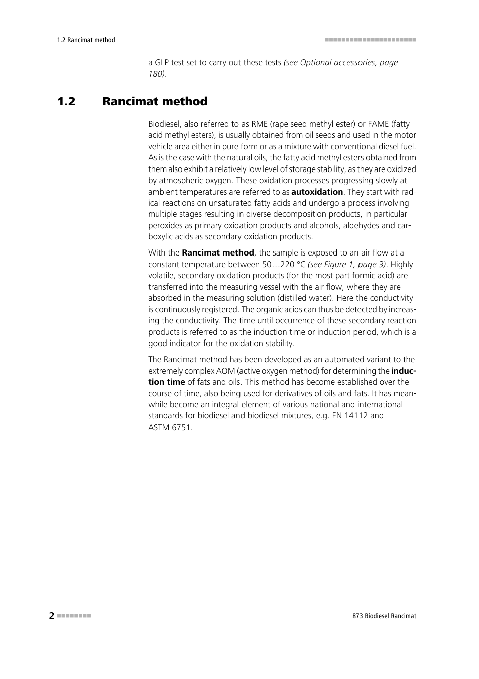 2 rancimat method, Rancimat method | Metrohm 873 Biodiesel Rancimat Manual User Manual | Page 10 / 192