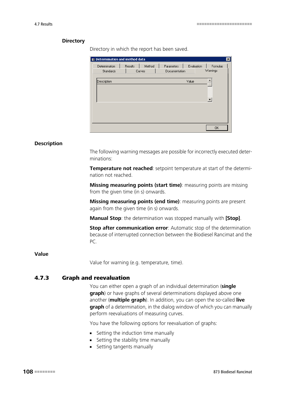 3 graph and reevaluation, Graph and reevaluation | Metrohm 873 Biodiesel Rancimat Manual User Manual | Page 116 / 192