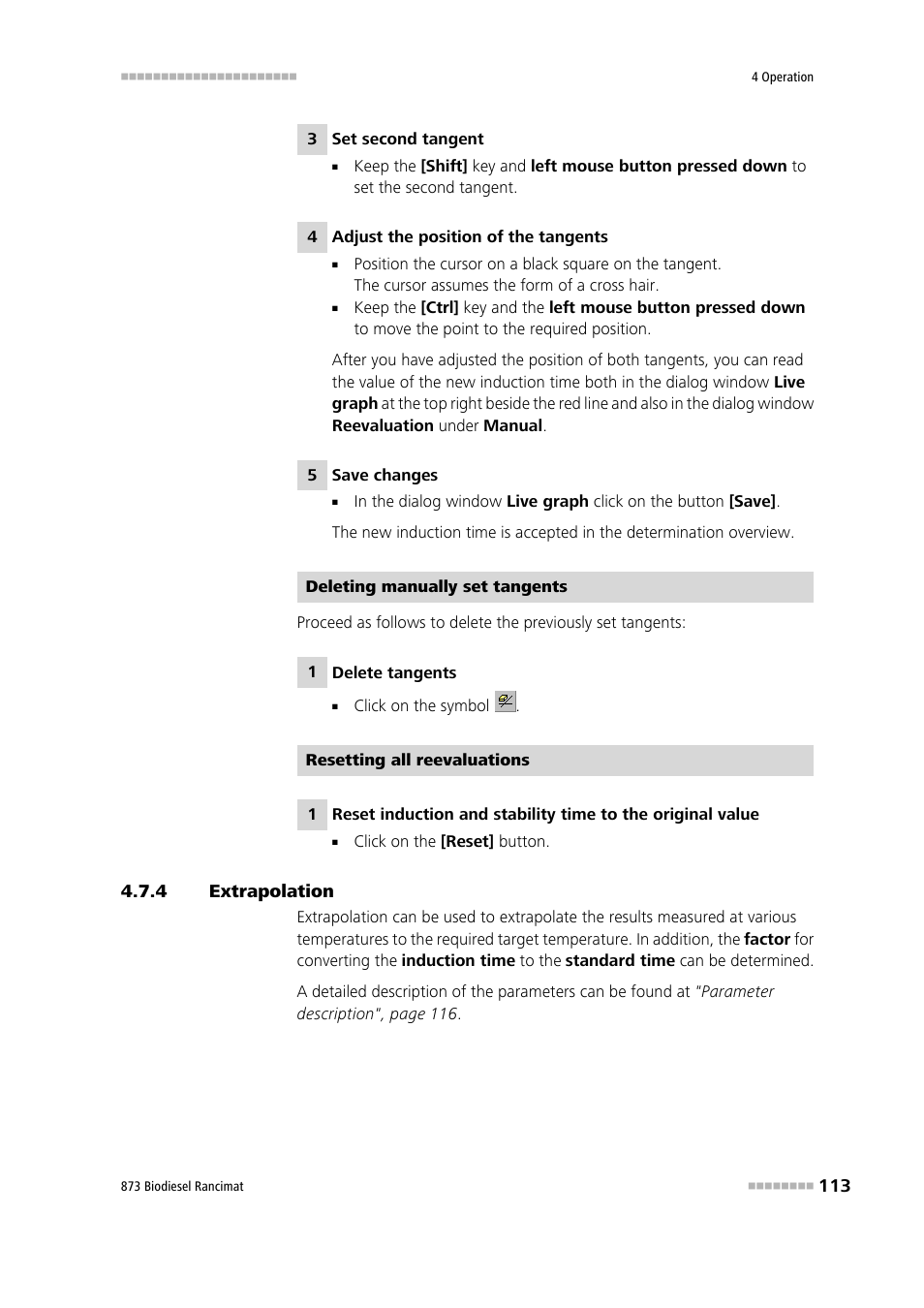 4 extrapolation, Extrapolation | Metrohm 873 Biodiesel Rancimat Manual User Manual | Page 121 / 192