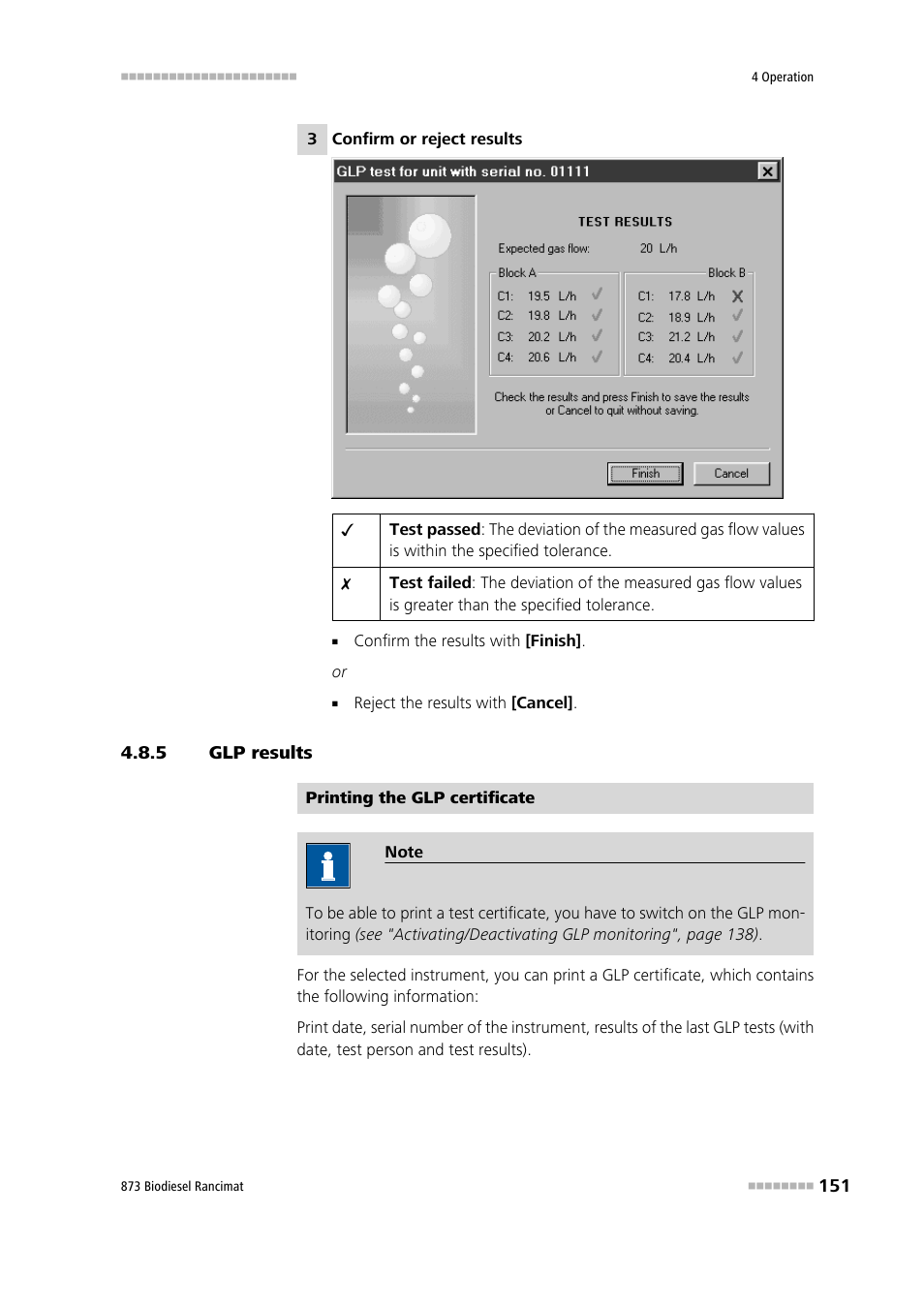 5 glp results, Glp results | Metrohm 873 Biodiesel Rancimat Manual User Manual | Page 159 / 192