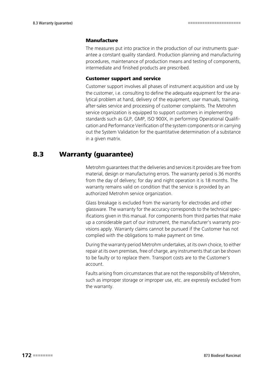 3 warranty (guarantee), Warranty (guarantee) | Metrohm 873 Biodiesel Rancimat Manual User Manual | Page 180 / 192