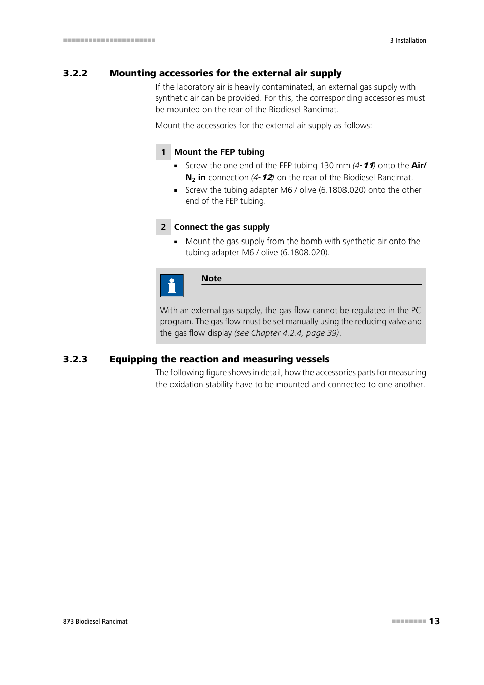 2 mounting accessories for the external air supply, 3 equipping the reaction and measuring vessels, Mounting accessories for the external air supply | Equipping the reaction and measuring vessels | Metrohm 873 Biodiesel Rancimat Manual User Manual | Page 21 / 192