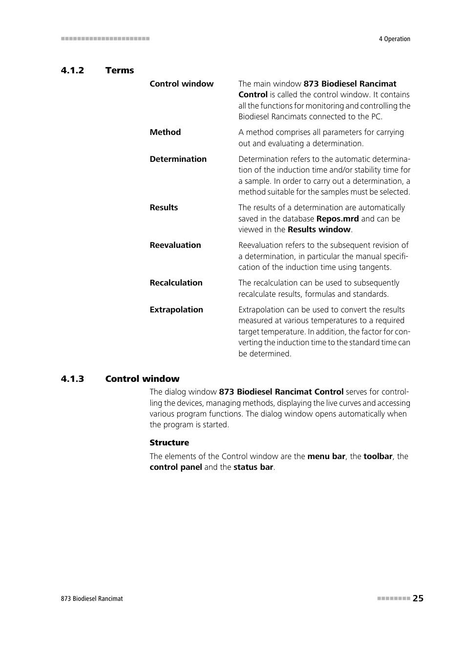 2 terms, 3 control window, Terms | Control window | Metrohm 873 Biodiesel Rancimat Manual User Manual | Page 33 / 192