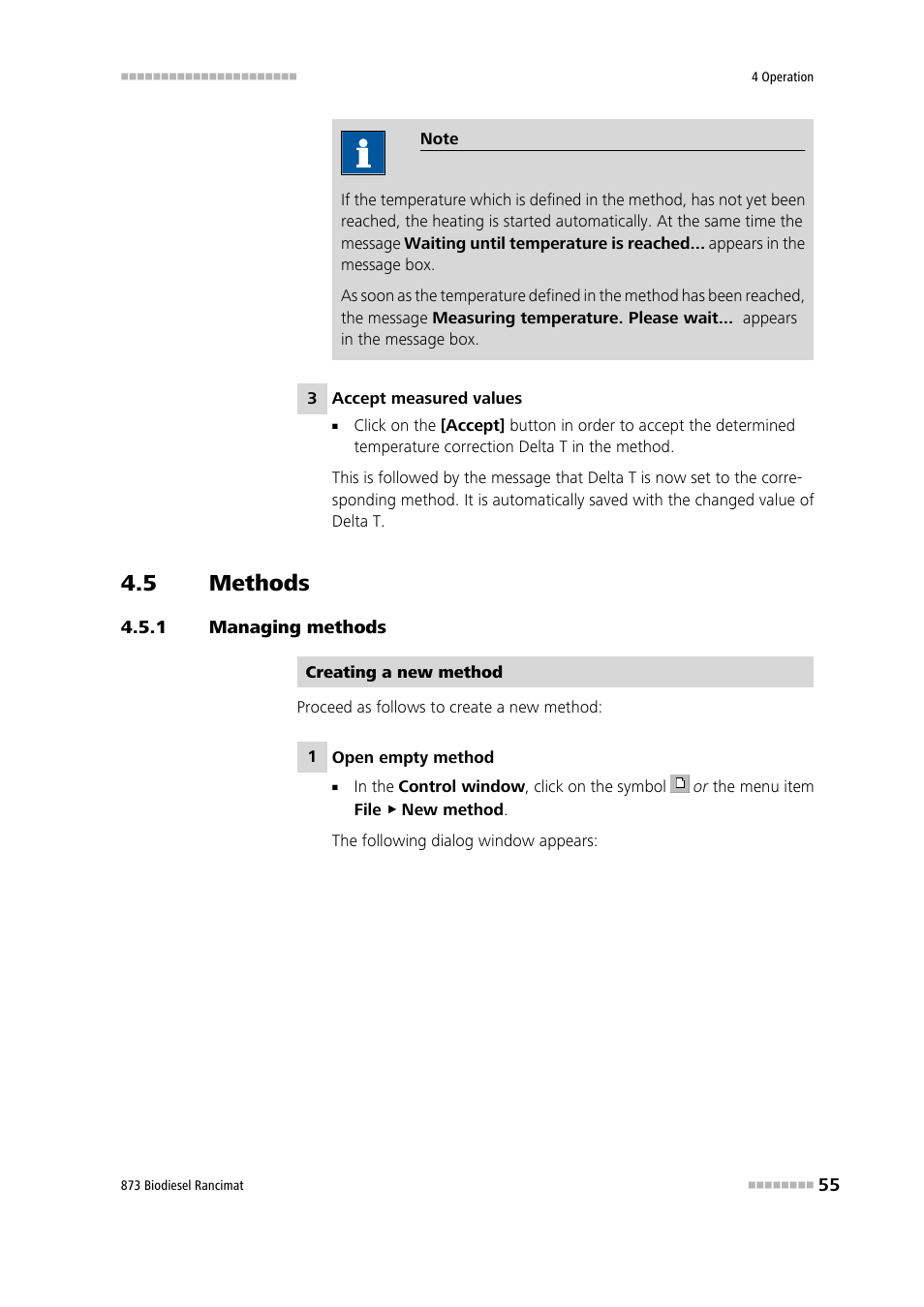 5 methods, 1 managing methods, Methods | Managing methods | Metrohm 873 Biodiesel Rancimat Manual User Manual | Page 63 / 192