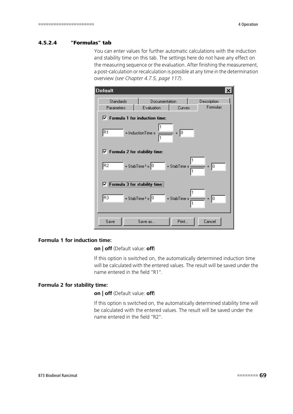 4 "formulas" tab | Metrohm 873 Biodiesel Rancimat Manual User Manual | Page 77 / 192