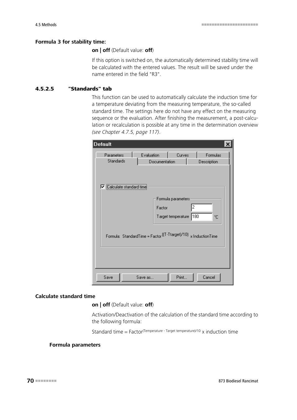 5 "standards" tab | Metrohm 873 Biodiesel Rancimat Manual User Manual | Page 78 / 192