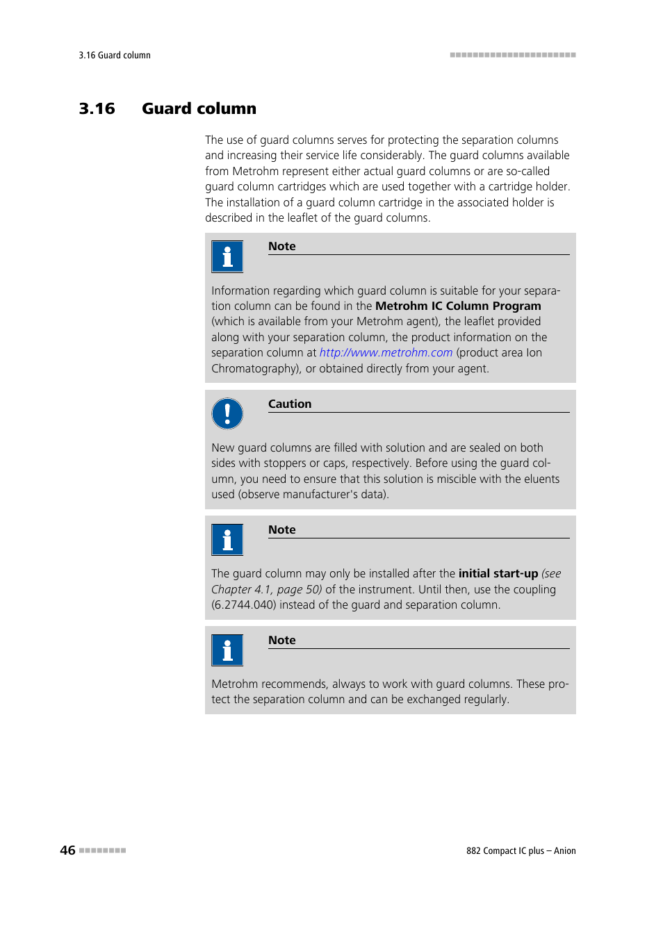 16 guard column | Metrohm 882 Compact IC plus  – Anion User Manual | Page 56 / 118