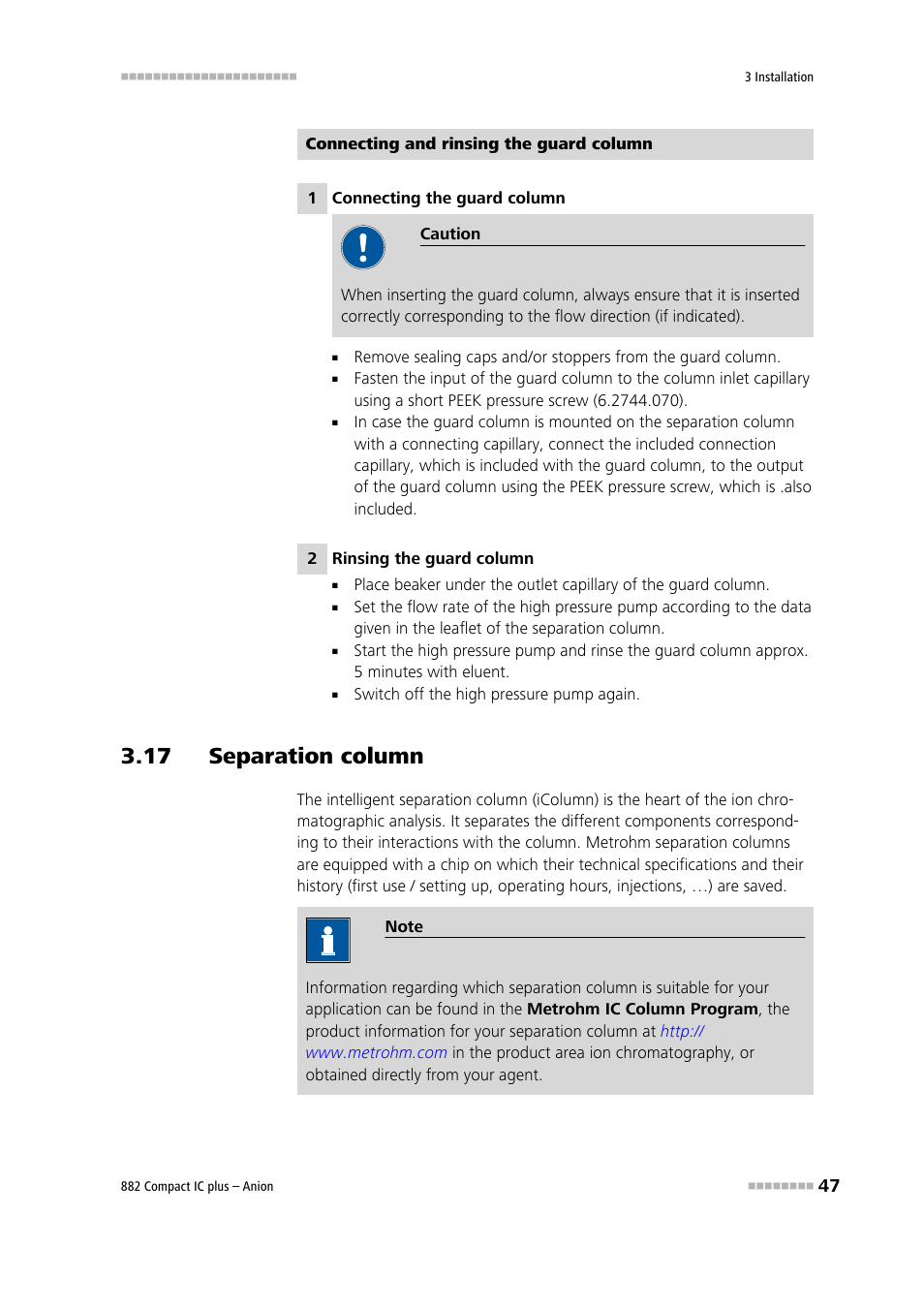 17 separation column | Metrohm 882 Compact IC plus  – Anion User Manual | Page 57 / 118