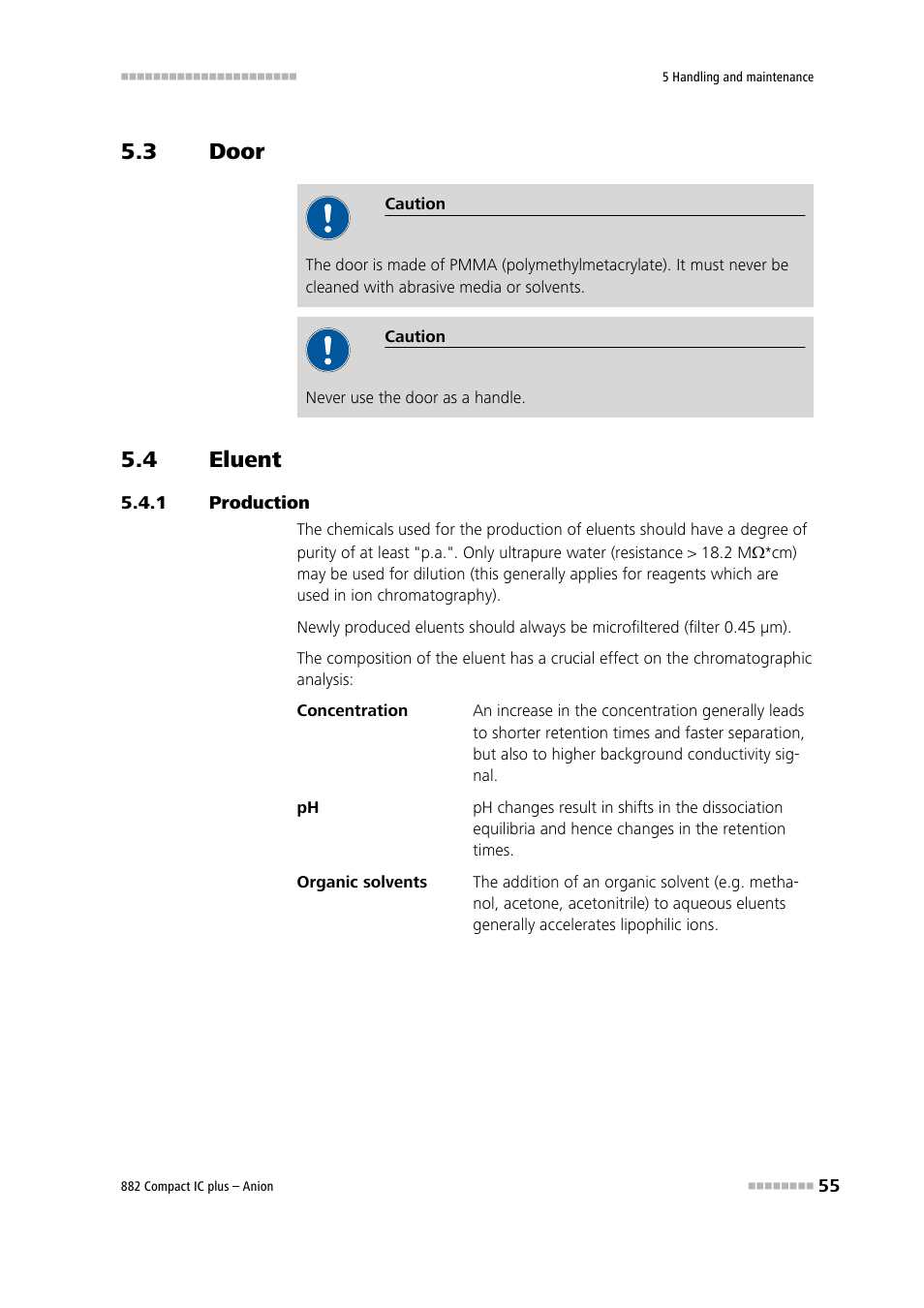 3 door, 4 eluent, 1 production | Door, Eluent, Production | Metrohm 882 Compact IC plus  – Anion User Manual | Page 65 / 118