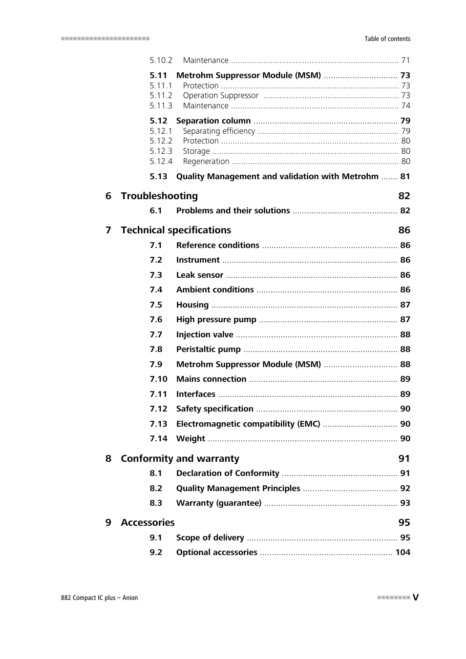 Metrohm 882 Compact IC plus  – Anion User Manual | Page 7 / 118