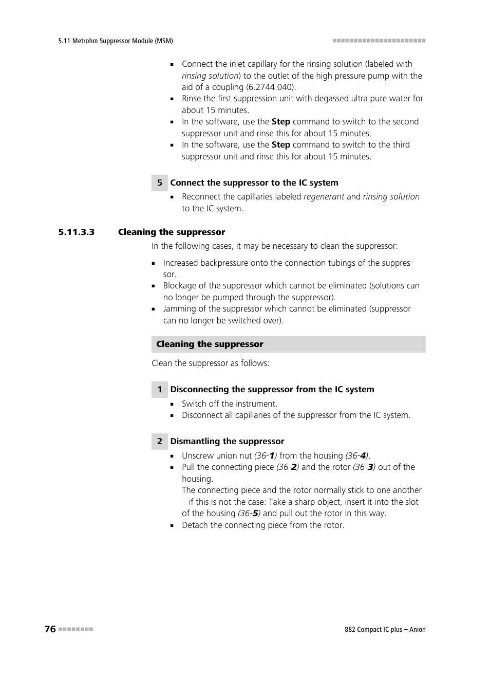 3 cleaning the suppressor | Metrohm 882 Compact IC plus  – Anion User Manual | Page 86 / 118