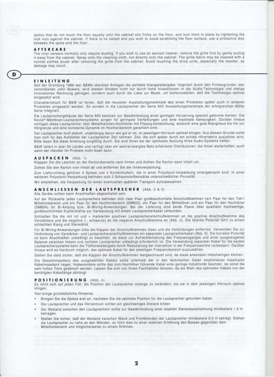 Bowers & Wilkins DM603 User Manual | Page 4 / 15