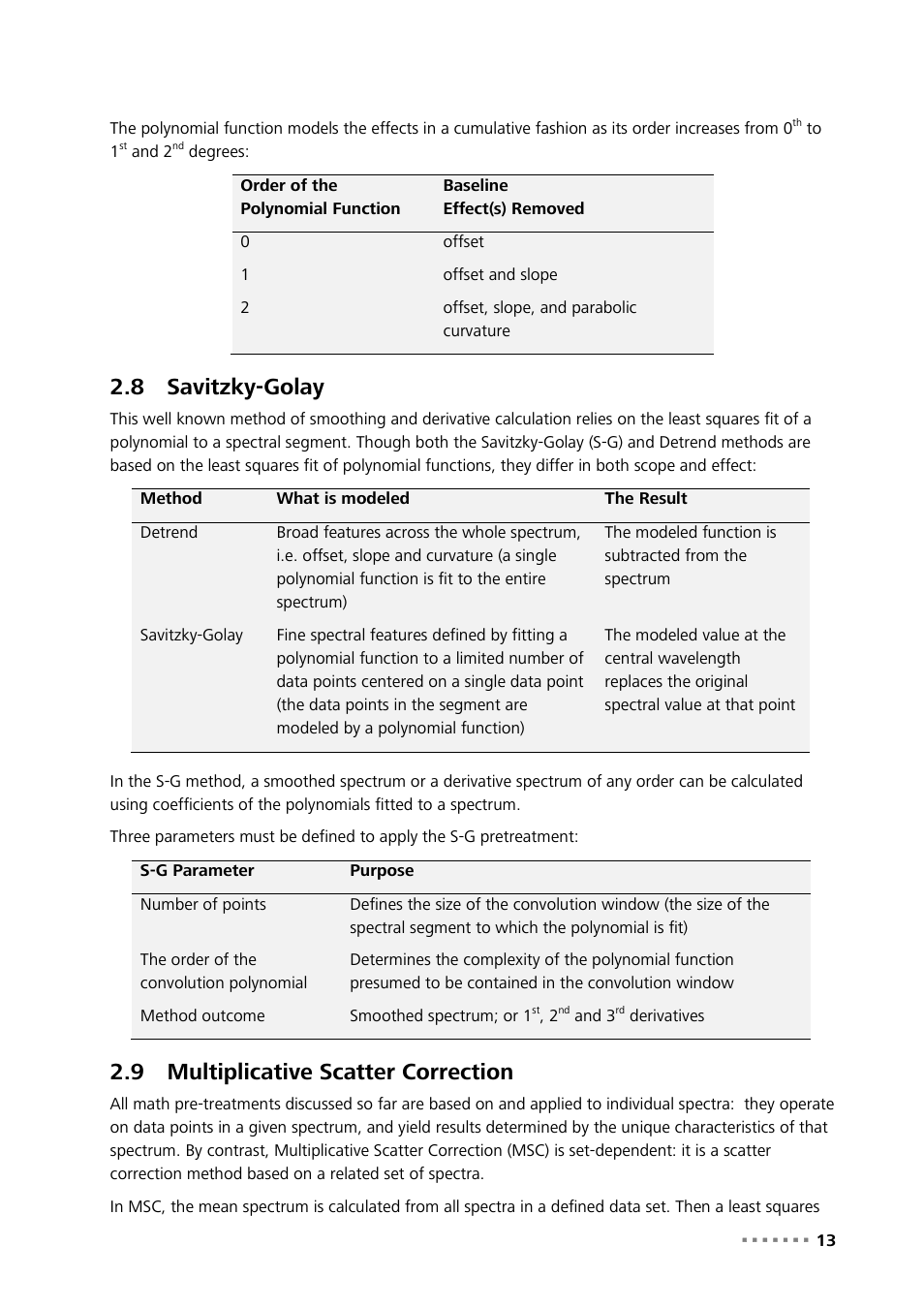 8 savitzky-golay, 9 multiplicative scatter correction, Savitzky-golay | Multiplicative scatter correction | Metrohm Vision – Theory User Manual | Page 15 / 27