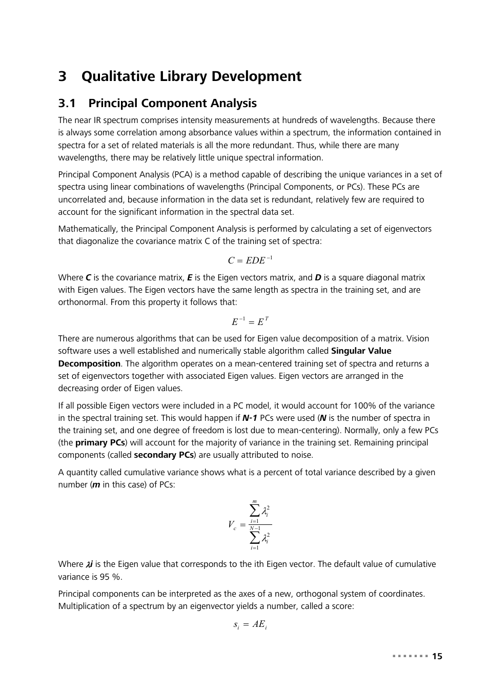 3 qualitative library development, 1 principal component analysis, Qualitative library development | Principal component analysis, 3qualitative library development | Metrohm Vision – Theory User Manual | Page 17 / 27