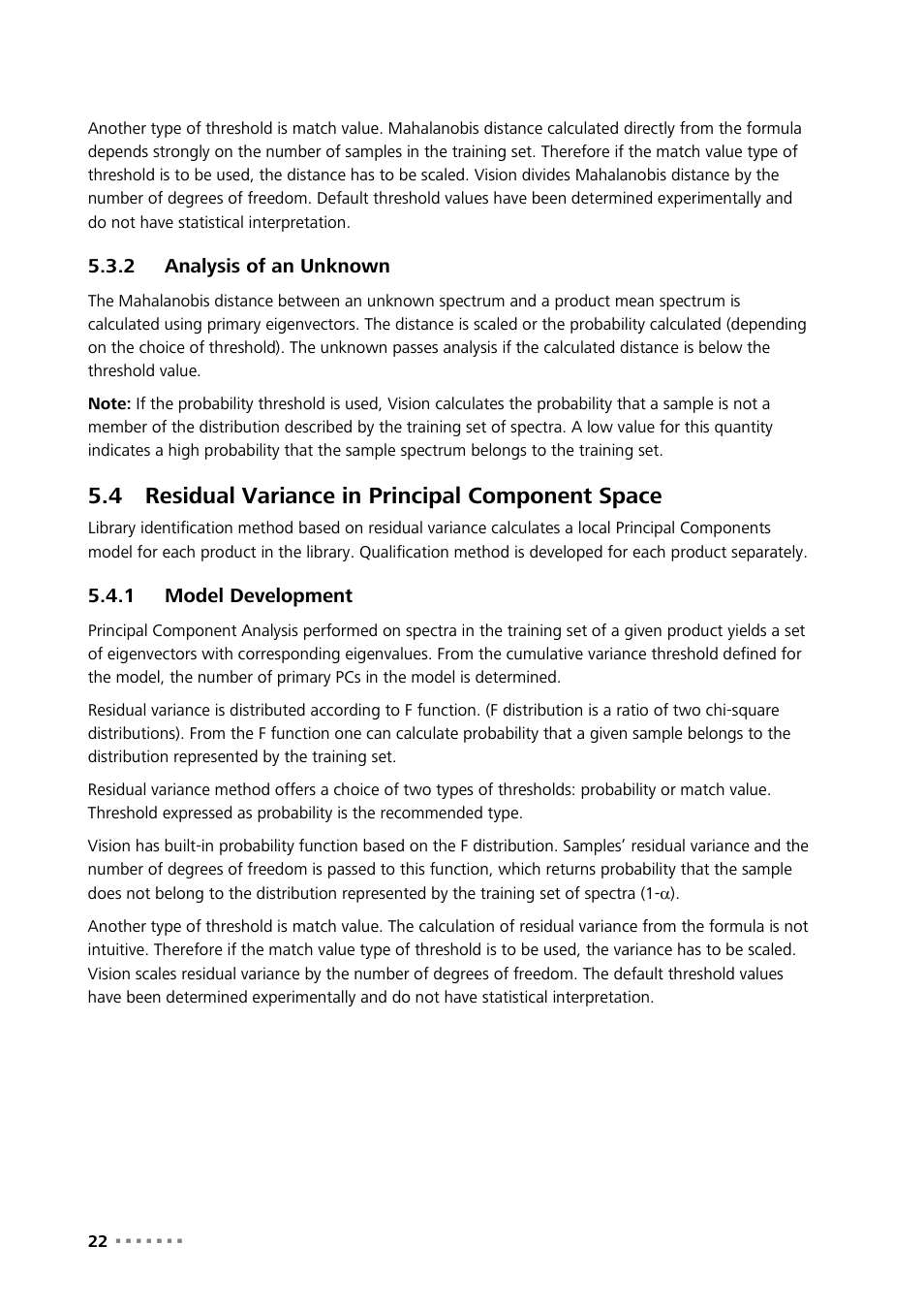 2 analysis of an unknown, 4 residual variance in principal component space, 1 model development | Analysis of an unknown, Residual variance in principal component space, Model development | Metrohm Vision – Theory User Manual | Page 24 / 27