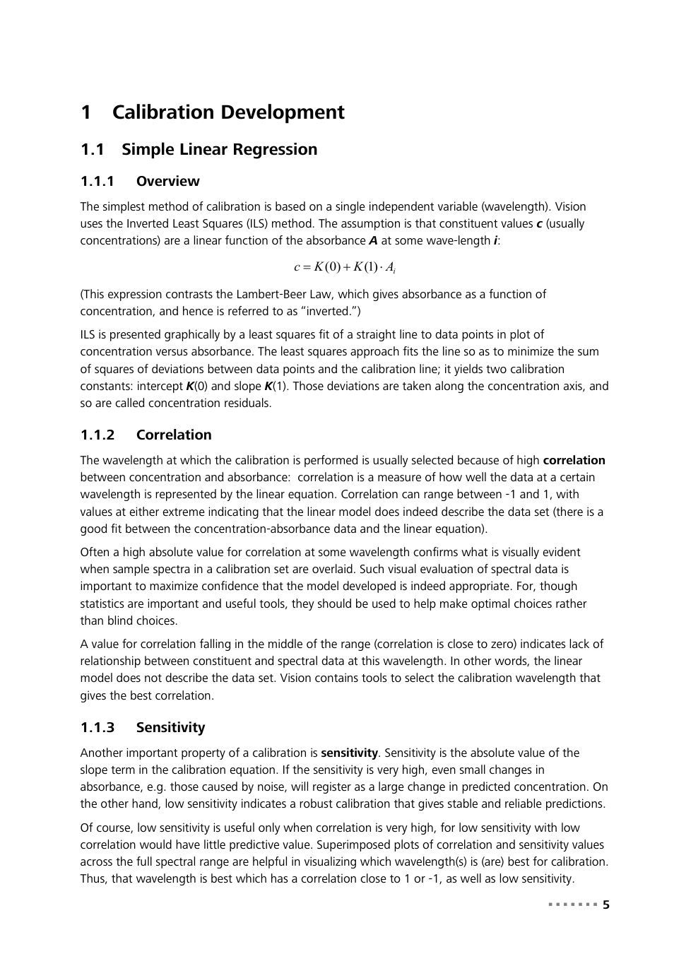 1 calibration development, 1 simple linear regression, 1 overview | 2 correlation, 3 sensitivity, Calibration development, Simple linear regression, Overview, Correlation, Sensitivity | Metrohm Vision – Theory User Manual | Page 7 / 27