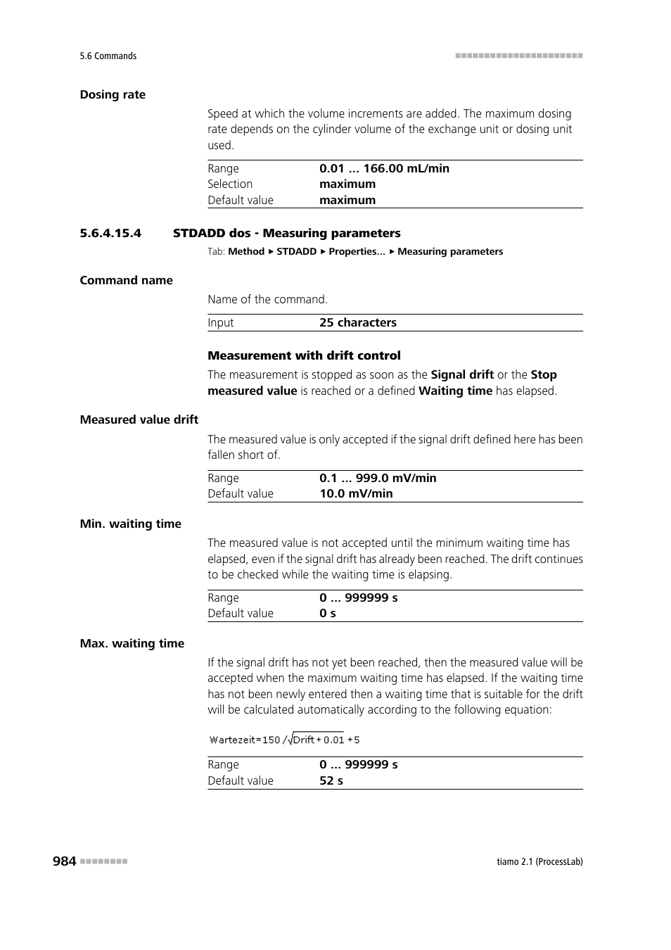 4 stdadd dos - measuring parameters | Metrohm tiamo 2.1 (ProcessLab) User Manual | Page 1000 / 1602