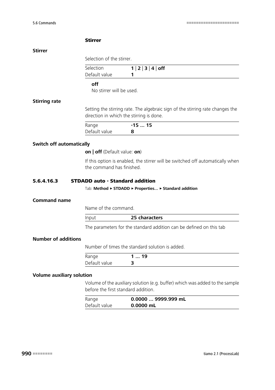 3 stdadd auto - standard addition | Metrohm tiamo 2.1 (ProcessLab) User Manual | Page 1006 / 1602