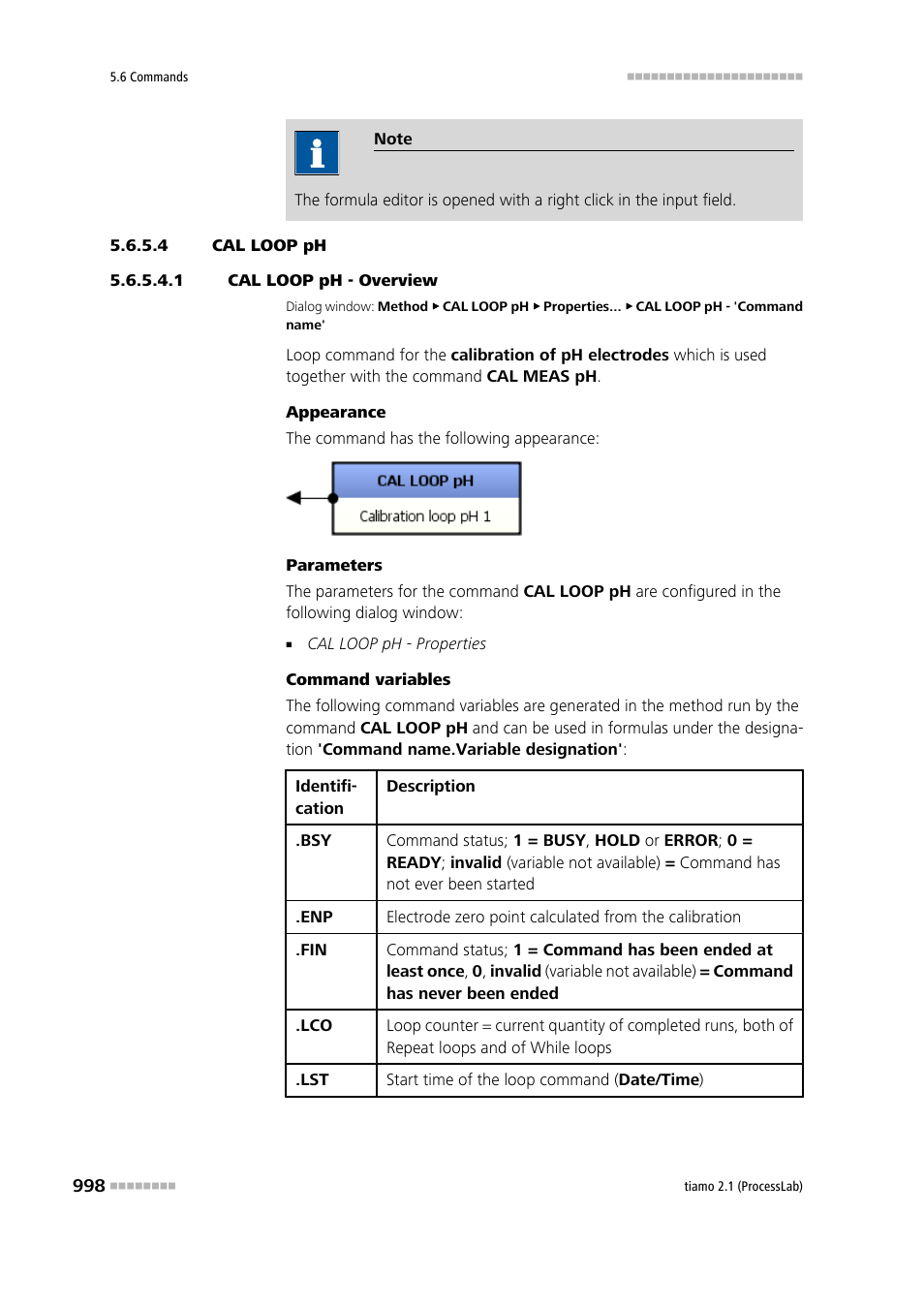 4 cal loop ph, 1 cal loop ph - overview, Cal loop ph | Metrohm tiamo 2.1 (ProcessLab) User Manual | Page 1014 / 1602