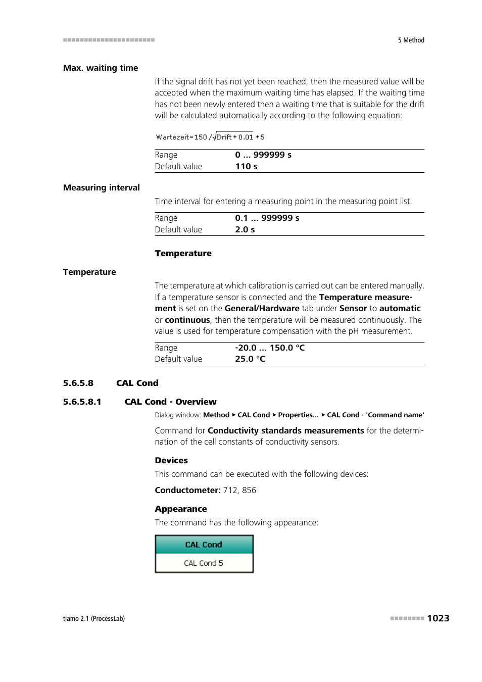 8 cal cond, 1 cal cond - overview, Cal cond | Metrohm tiamo 2.1 (ProcessLab) User Manual | Page 1039 / 1602