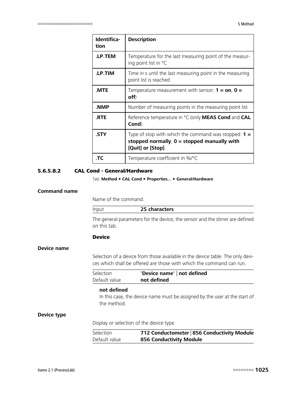 2 cal cond - general/hardware | Metrohm tiamo 2.1 (ProcessLab) User Manual | Page 1041 / 1602