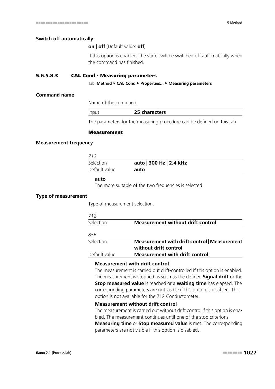 3 cal cond - measuring parameters | Metrohm tiamo 2.1 (ProcessLab) User Manual | Page 1043 / 1602