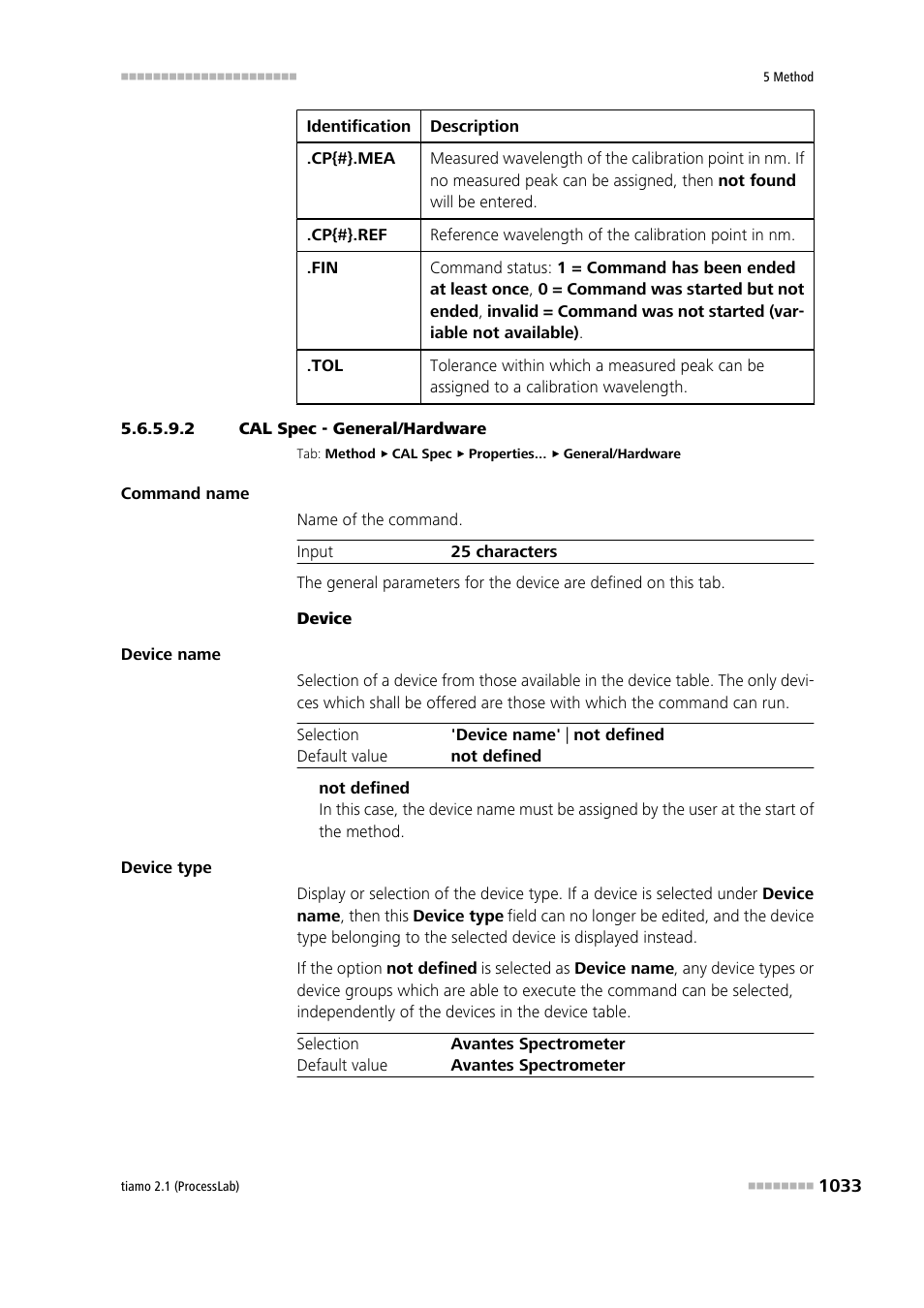 2 cal spec - general/hardware | Metrohm tiamo 2.1 (ProcessLab) User Manual | Page 1049 / 1602